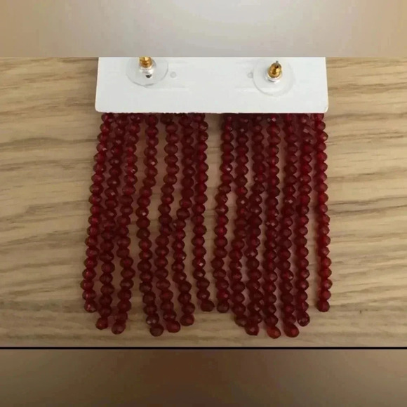 🆕Burgundy Beaded Tassels Earrings🆕 - Picture 5 of 6